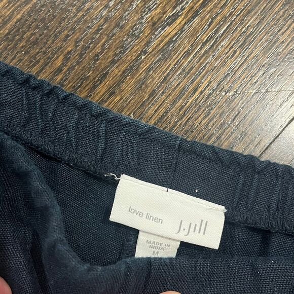 J. Jill Pants Women’s Medium Linen Navy Blue Minimalist Relaxed Comfy Pull On - Picture 3 of 7